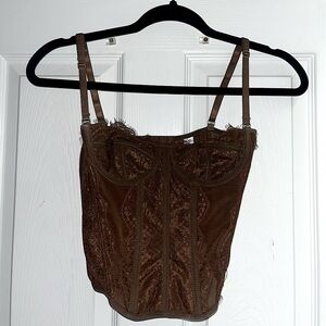 brown lacey corset crop top